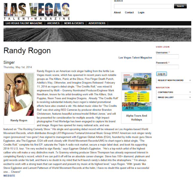Las Vegas Talent Magazine - Article